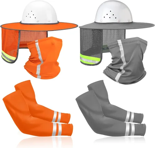 Miniatura 7 de SATINIOR 8 unidades de sombrero duro de ala completa para el sol, protección solar, protección para el cuello, polaina para el cuello, bufanda Gris