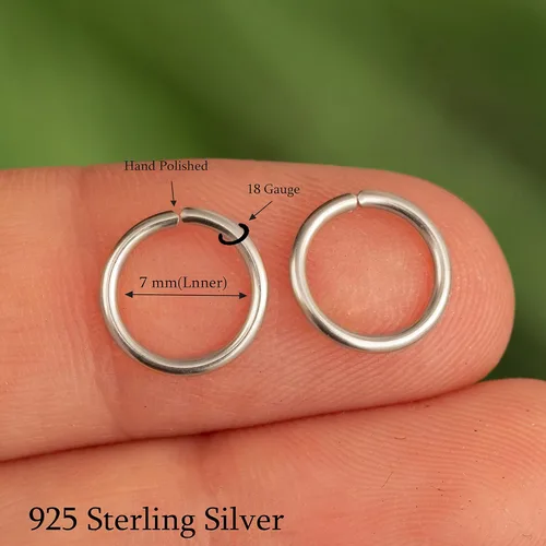 Miniatura 91 de Aretes de aro de oro de plata – Aretes de aro para mujer, dos piezas de aros de plata fina rellenos de oro, aro de hélice, anillo de tragus, aro