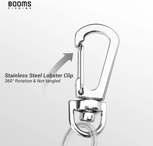 Miniatura 6 de Booms Fishing T4 cordón o cuerda de seguridad en espiral, Cuerda de alambre de acero interior con langosta, se expande hasta 59 pulgadas. 6PCS