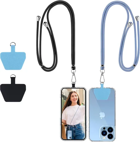 Miniatura 14 de CACOE Paquete de 2 cordones para teléfono, 1 correa ajustable para el cuello, 1 correa de muñeca, 2 almohadillas, cordones universales cruzados