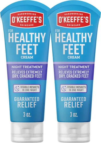 O'Keeffe's for Healthy Feet Night Treatment Crema para pies, tubo de 3 onzas (paquete de 2), alivio nocturno garantizado para pies extremadamente