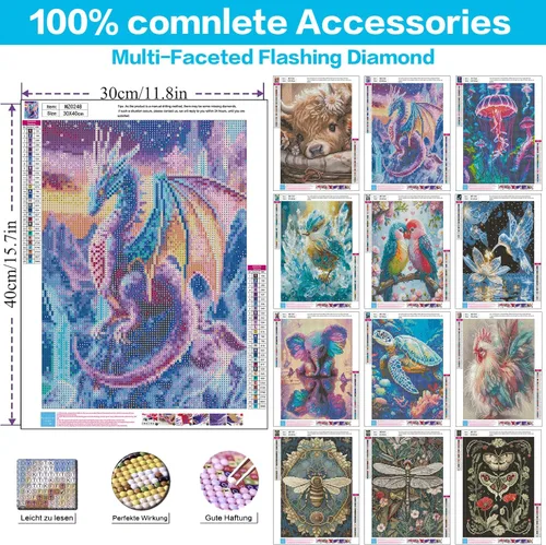 Miniatura 3 de Meothan - Paquete de 12 kits de arte de diamantes 5D para adultos, de animales, cristales redondos, para regalo o para decoración del hogar de 12 x