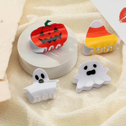 Miniatura 2 de Pinzas para el pelo de Halloween, calabaza, fantasma, caramelo, maíz, pinzas para el cabello para mujer, clip de cola de caballo festivo, clip