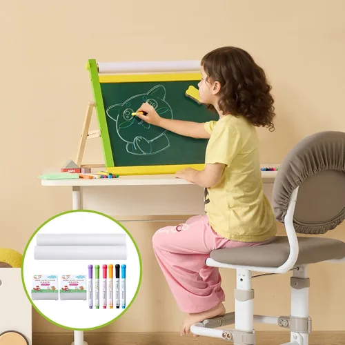 Miniatura 8 de VEVOR Juego de accesorios de caballete, 32 piezas de caballete artístico para niños, incluye tizas, marcadores de borrado en seco y rollos de papel
