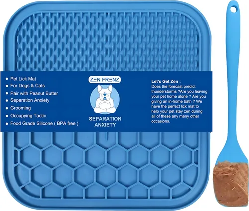 Alfombrilla prémium para lamer perros y gatos con ventosas y espátula esparcidora para separar mascotas, alivio de la ansiedad, alimentador lento,
