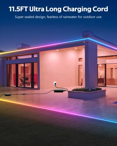 Miniatura 6 de Tira de luz LED inteligente de 100 pies, RGB IC, 1 rollo de 24 V, tira de luces LED direccionables para exteriores, impermeable, multicolor, luces