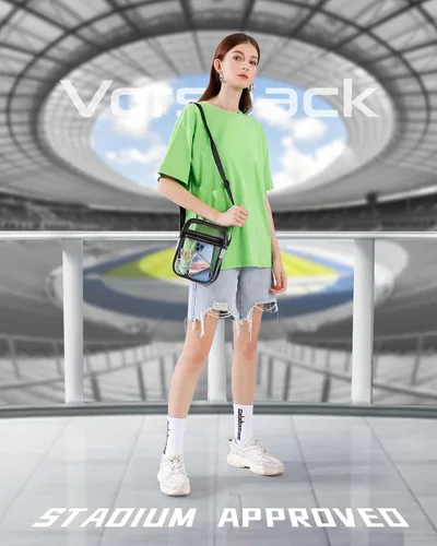 Miniatura 2 de Vorspack Bolso de PVC aprobado para estadios, bolsa cruzada transparente con bolsillo frontal para conciertos, deportes, festivales