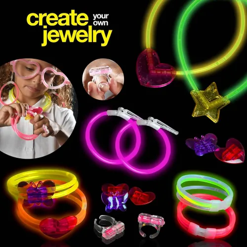 Miniatura 4 de Paquete de 500 collares y pulseras de varillas brillantes para fiestas, suministros de fiesta ultra brillantes que brillan en la oscuridad