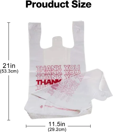 Miniatura 5 de TashiBox 1000 unidades de bolsas de plástico/Bolsas de compras/Bolsas con mensaje de Gracias/Bolsas de comestibles reutilizables y desechables