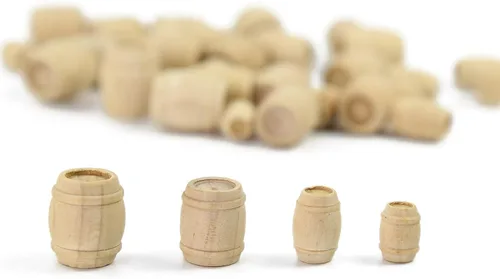 Miniatura 9 de MT001 50pcs modelo ferroviario 1:87 barril de vino de madera HO OO escala barril cubo (0.594 in)