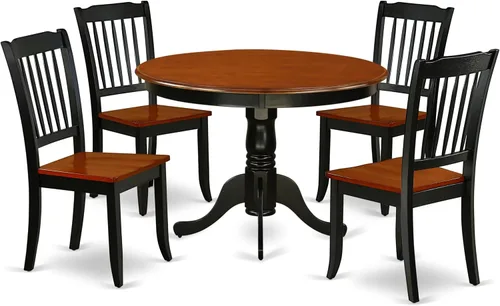 Miniatura 15 de East West Furniture HLDA3-BCH-W Juego de mesa de cocina de 3 piezas para espacios pequeños contiene una mesa de comedor redonda con pedestal y 2