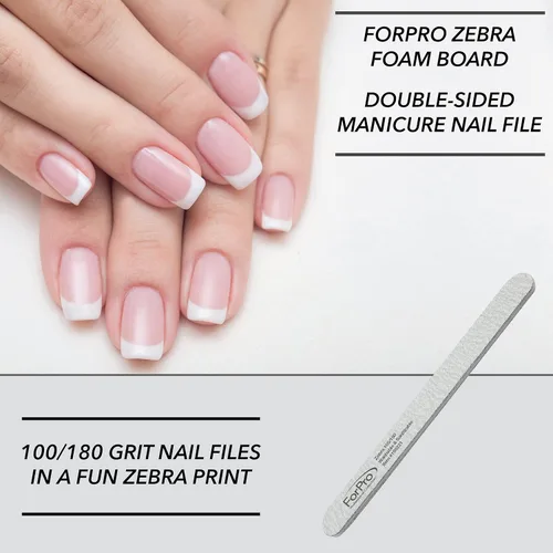 Miniatura 29 de ForPro Professional Collection ForPro Zebra Tabla de Espuma, Grano 80/80, Lima de Uñas de Manicura de Doble Cara, 7 pulgadas L x 0.75 pulgadas A