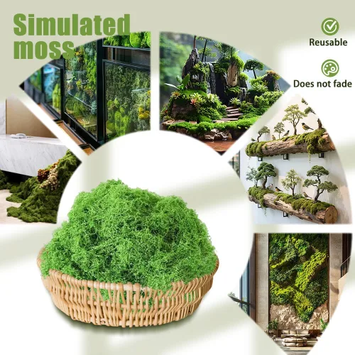 Miniatura 3 de Musgo de musgo falso para manualidades, musgo artificial de 3.52 onzas para manualidades, musgo sintético para jardín de hadas, decoración de Verde