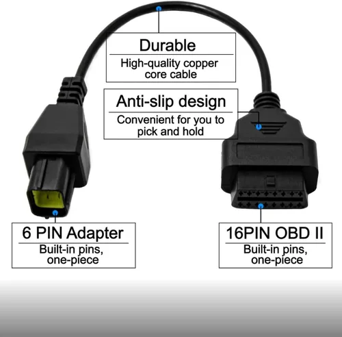 Miniatura 3 de Adaptador de Cable de Diagnóstico de 16 Pines a 6 Pines OBD2 OBDII para Motocicleta Compatible con Husqvarna