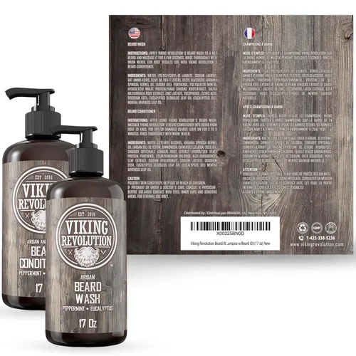 Miniatura 6 de Best Deal Juego de acondicionador para barba con aceite de argán y jojoba, suaviza y fortalece menta natural y aroma a eucalipto, champú para barba
