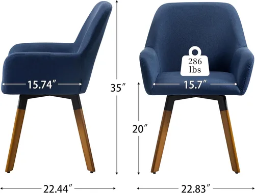 Miniatura 2 de Art Leon Sillas de comedor giratorias, juego de 2 sillas modernas de mediados de siglo, sillas tapizadas de tela de lino para cocina, comedor, silla