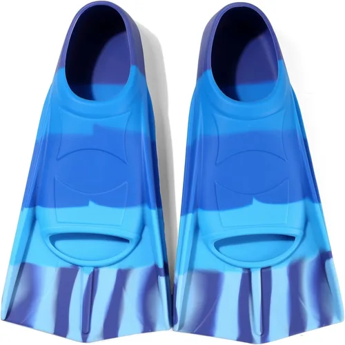 Miniatura 13 de Aletas de natación para niños, aletas cortas para niños y jóvenes, aletas de natación para entrenamiento de natación para niños, niñas, niños Azul