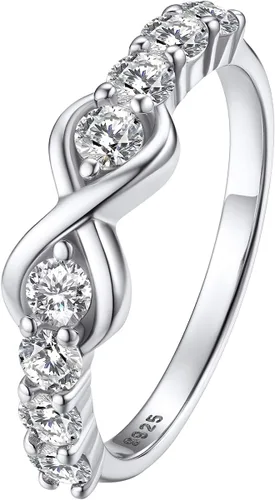 Bestyle Anillos simples de plata de ley S925 con circonita cúbica, bonitos anillos de amistad para mejores amigos, delicados anillos de boda de