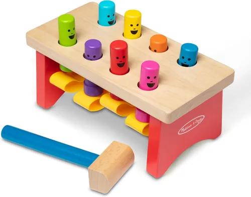 Miniatura 4 de Melissa & Doug, juguete de taller de madera con maza, Banca golpeada, Multicolor