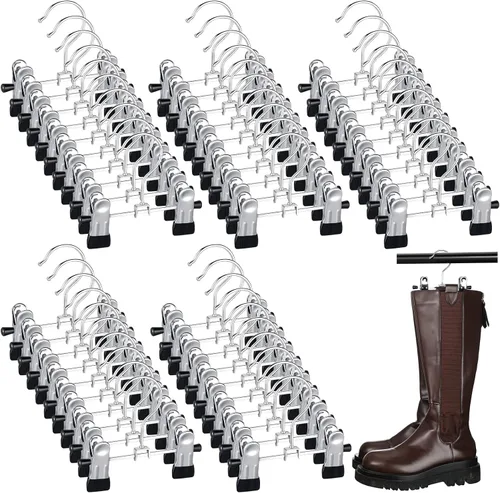 Yinkin 50 ganchos para botas, clips ajustables dobles para ahorrar espacio, pantalones de viaje, portátil, organizador de botas para colgar bolsas,