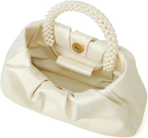 Miniatura 5 de Bolso de noche para mujer, con perlas, elegante, fruncido, para noche, hobo, bolso cruzado para boda, fiesta, baile de graduación 2023
