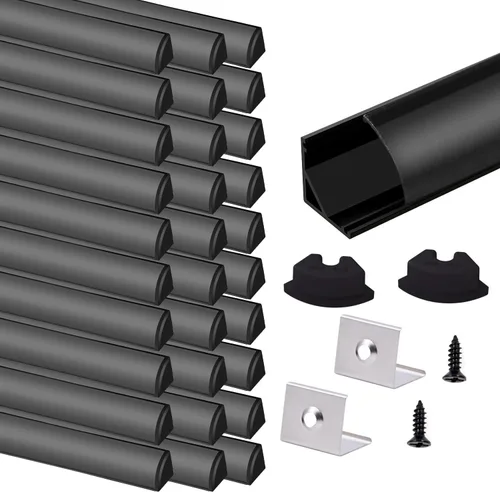 Miniatura 17 de VST Paquete de 10 canales LED de 3.3 pies, canal difusor LED en forma de V, sistema de canales de aluminio LED con cubierta lechosa, tapas finales