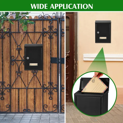 Miniatura 5 de Amylove Buzones de correo resistentes a la intemperie con cerradura de llave, buzón de metal de montaje en pared con bloqueo de seguridad con ranura