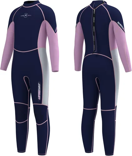 Miniatura 8 de Traje de neopreno para niños y niñas, con cremallera trasera de 0.118 pulgadas, traje de baño térmico de neopreno para buceo, natación, deportes