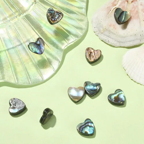 Miniatura 5 de LiQunSweet 10 cuentas de corazón dulce de concha de abulón natural para hacer aretes, pulseras, collares, joyas