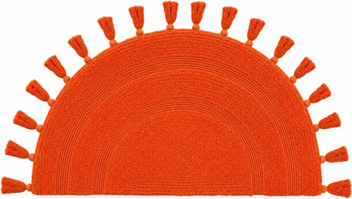 Miniatura 63 de Royal Blaze Tapete de baño de algodón rojo, reversible, pequeño ovalado de 18 x 26 pulgadas, lavable y decorativo