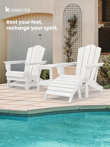 Miniatura 4 de KINGYES Otomana Adirondack plegable para silla Adirondack, color blanco