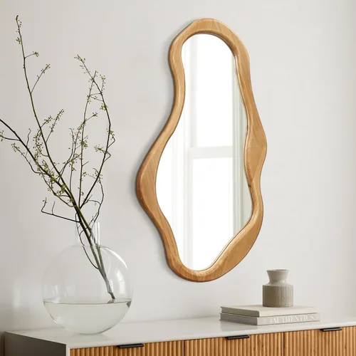 Miniatura 10 de LuxenHome - Espejo de pared asimétrico, 23 x 29 pulgadas, espejo clásico irregular, color marrón, espejos rústicos de granja para baño, espejos