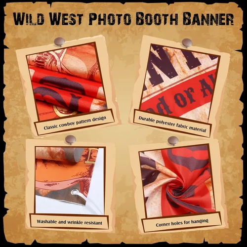 Miniatura 3 de Funrous Wanted Poster Photo Prop Western Photo Booth Prop - Marco grande para selfies, cartel de tela, cartel de fondo para decoración de fiesta