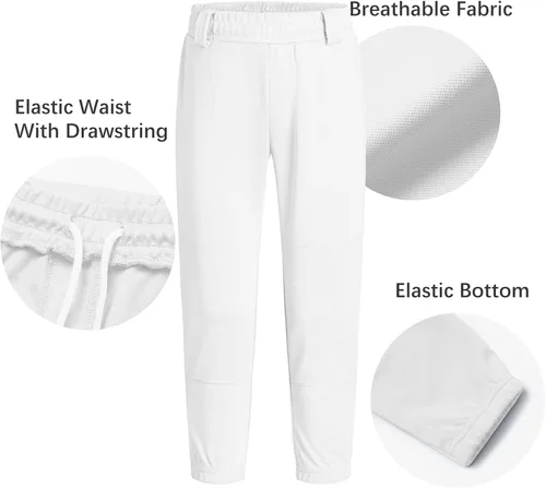 Miniatura 5 de QBK 2T3T4T5T Pantalones de béisbol para niños pequeños, pantalones de sóftbol para niños, pantalones de pelota para niño y niña