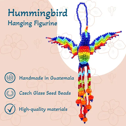 Miniatura 2 de Mia Jewel Shop - Figurina colgante decorativa de colibrí Figuras de pájaros para decoración del hogar Adorno de vidrio checo con cuentas