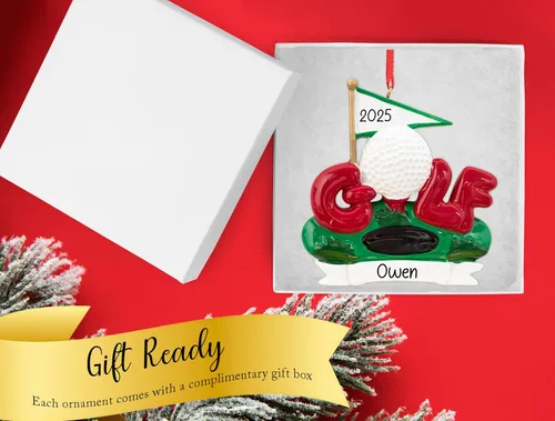Miniatura 4 de Adorno de Navidad personalizado de golf 2026 18 hoyo, agujero en uno con bola y decoración de bandera para árbol de Navidad Regalo de recuerdo
