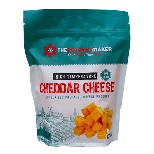 Miniatura 19 de The Sausage Maker® Queso cheddar de alta temperatura 5 libras de queso de alta temperatura para hacer salchichas, cubo cortado en cubitos de 1/4