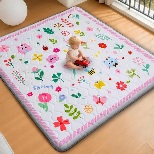 Miniatura 12 de RONGFA Alfombra de juego para bebé para suelo, 71 x 59 pulgadas, espuma gruesa, suave, acolchada, alfombra para corralito para niños pequeños, Piano