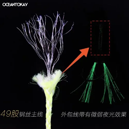 Miniatura 6 de 4 piezas de plantillas verticales de tono lento largo de lanzamiento lento, señuelo de pesca artificial de agua salada, plantilla de brillo UV