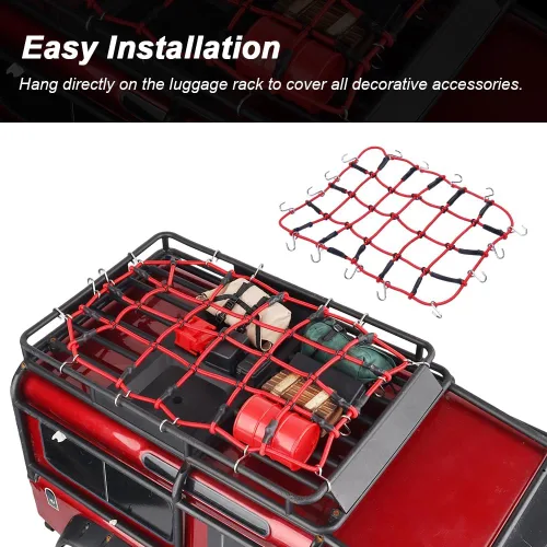 Miniatura 3 de HobbyPark Red elástica para equipaje RC Crawler con gancho para vehículos RC a escala 1/10, camión, coche, axial, SCX10, D90, Traxxas TRX4