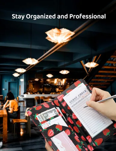 Miniatura 6 de Libreta para servidores con bolsillo con cremallera y cierre magnético, libreta de servidor, libro para camarera, libro de servicio con bolsillo