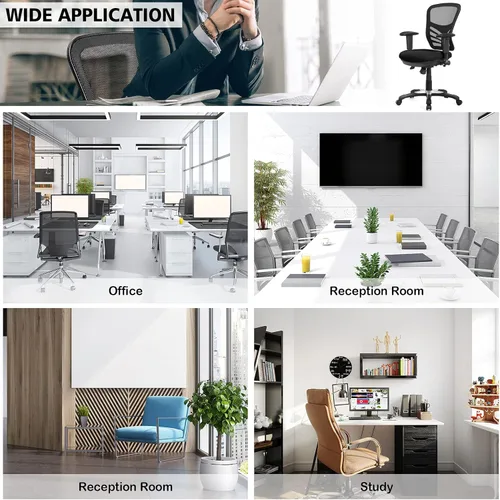 Miniatura 7 de POWERSTONE Silla de oficina, silla de escritorio ergonómica de malla con altura ajustable, reposabrazos de apoyo lumbar, ruedas giratorias