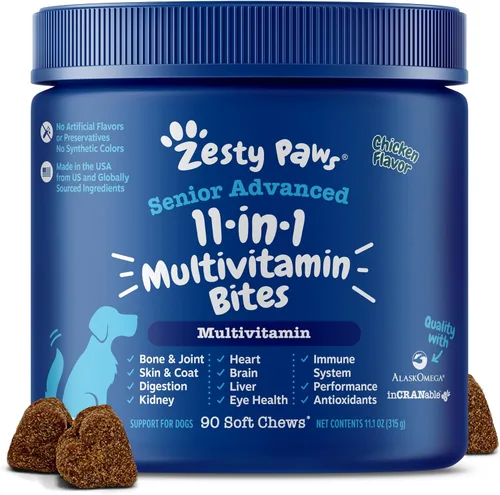 Miniatura 18 de Zesty Paws Multivitamínico para perros – Glucosamina y condroitina + MSM para cadera y articulaciones + alivio de artritis – encimas digestivas