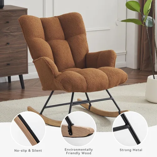 Miniatura 4 de Mecedora de peluche para bebé, tapizado para bebé, para adultos, para interiores, cómodas sillas de lactancia compactas de sherpa para espacios
