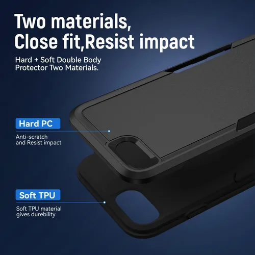 Miniatura 5 de Funda para iPhone SE 2022 (3ª)/2020 (2ª)/iPhone 7/8, con protector de pantalla, [prueba de caídas de grado militar], resistente, resistente, a Negro