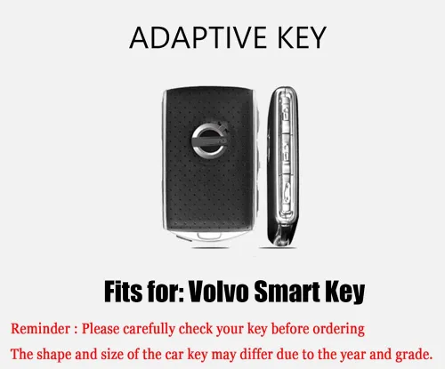 Miniatura 2 de Funda de llave de coche de textura de cuero de aleación con llavero se ajusta a Volvo XC90, XC60, XC40, S60, S90, V60, Polestar 1, T5 - Soporte