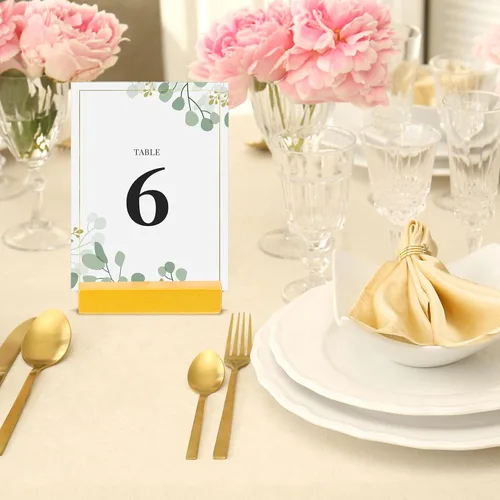 Miniatura 4 de Chunful 24 soportes dorados para números de mesa de madera, soporte para tarjetas de mesa de boda, soporte de nombre, exhibición de fotos, menú