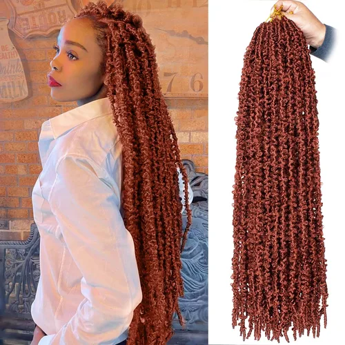 Miniatura 17 de ZRQ 6 paquetes de cabello de ganchillo Butterfly Locs de 20 pulgadas, extensiones de cabello sintético desgastado negro, trenzas de ganchillo