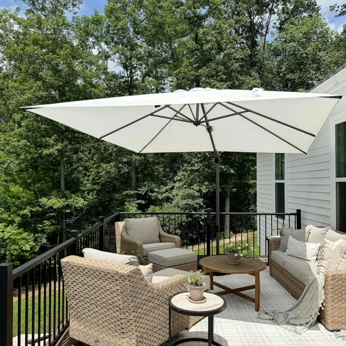 Miniatura 86 de PURPLE LEAF Sombrilla de Patio de 8 Pies para Exteriores Sombrilla Cantilever Cuadrada de Aluminio Sombrilla Offset con Rotación de 360 Grados