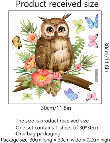 Miniatura 5 de Calcomanías de pared con diseño de búho pequeño, diseño de animales de dibujos animados de sacinora DIY, vinilo extraíble para ventana, sala